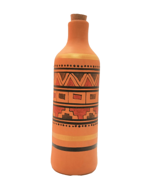 Round water bottle with pattern - Side view 